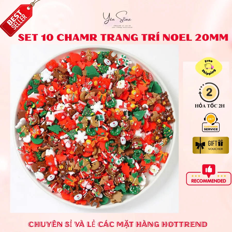 Set 10 Charm 10mm 20mm Treo Decor Cây Thông Noel Trang Trí Nhà Cửa DIY YEN Store